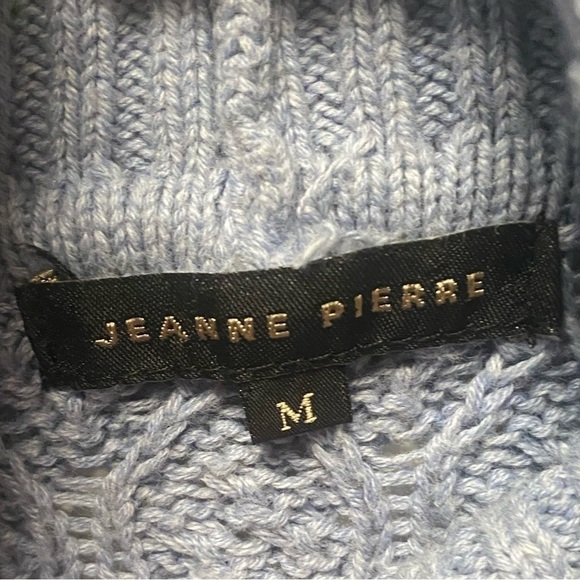 Women’s Jeanne Pierre Blue 100% Cotton Cable-knit Turtleneck Sweater -M - Picture 3 of 6